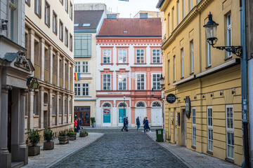 Fototapeta na wymiar Slovakian city centre street in Bratislava
