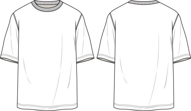 MEN AND BOYS WEAR BOXY T SHIRT FRONT AND BACK FASHION FLAT DESIGN VECTOR