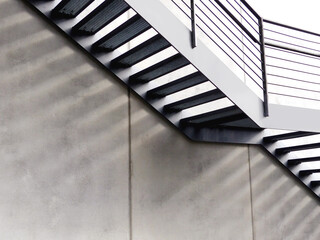 Grey steel industrial stairway.