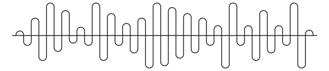 Audio wave line. Volume level record. Sound shape