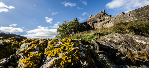 landscape in the mountains with castle
