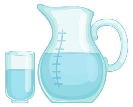 Water pitcher cartoon icon. Clean drinking liquid