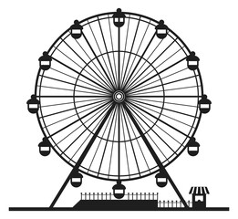 Amusement park ferris big wheel black silhouette