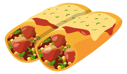 Burrito cartoon icon. Tasty roll. Mexican cuisine