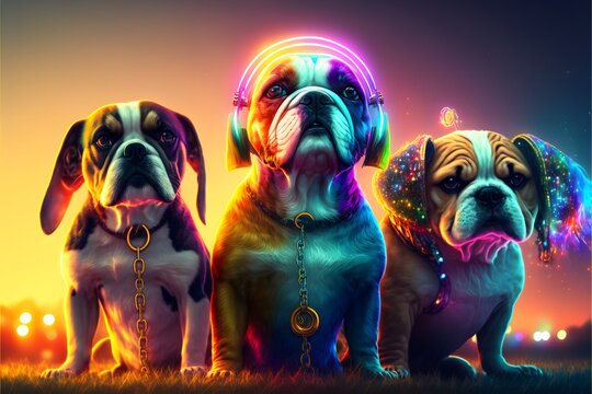 Get ready for a canine-themed EDM festival featuring dog DJs. The amazing lighting setup transforms the scene as the dog crowd dances and vibes to the electrifying music. Join the bark-tastic party