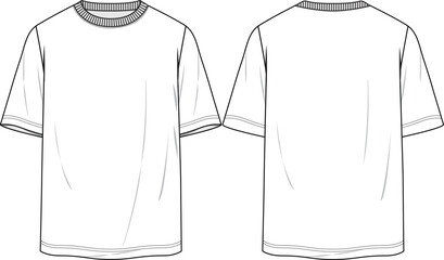MEN AND BOYS WEAR BOXY T SHIRT FRONT AND BACK FASHION FLAT DESIGN VECTOR