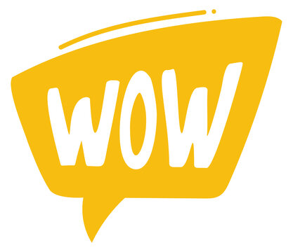 Wow sticker. Hand drawn positive reaction label