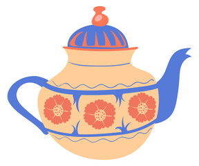 Ceramic teapot icon. Classic hand drawn pottery