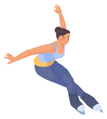 Woman ice skating. Sportsman doing figure pose