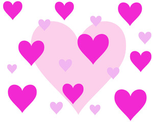 たくさんのランダムなハート