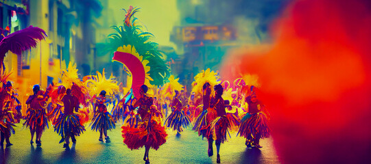 Plakat colorful carnival parade, Generative AI Illustration 