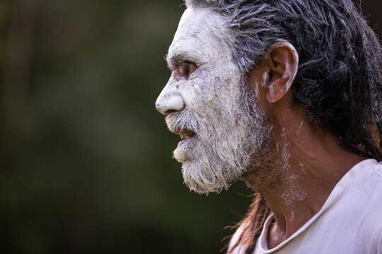 Aboriginal Man Wearing White Face Paint