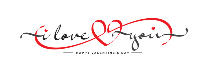 You and me together forever handwritten script ribbon lettering and heart design. Love. Lettering vector illustration for card, banner, flyer, Valentine's Day, wedding