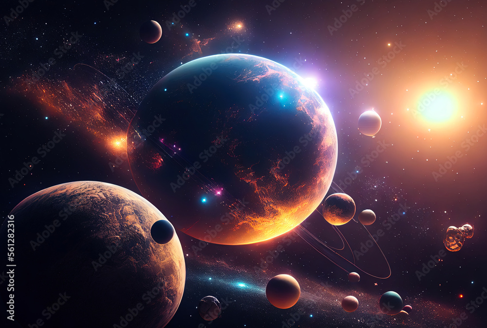 Aufkleber abstract background of outer space with ultra bright stars and comets on the theme of explosions and life in space