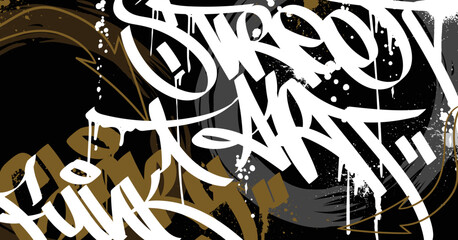 Abstract graffiti art background with scribble throw-up and tagging hand-drawn style. Street art graffiti urban theme for prints, patterns, banners, and textiles in vector format. - obrazy, fototapety, plakaty