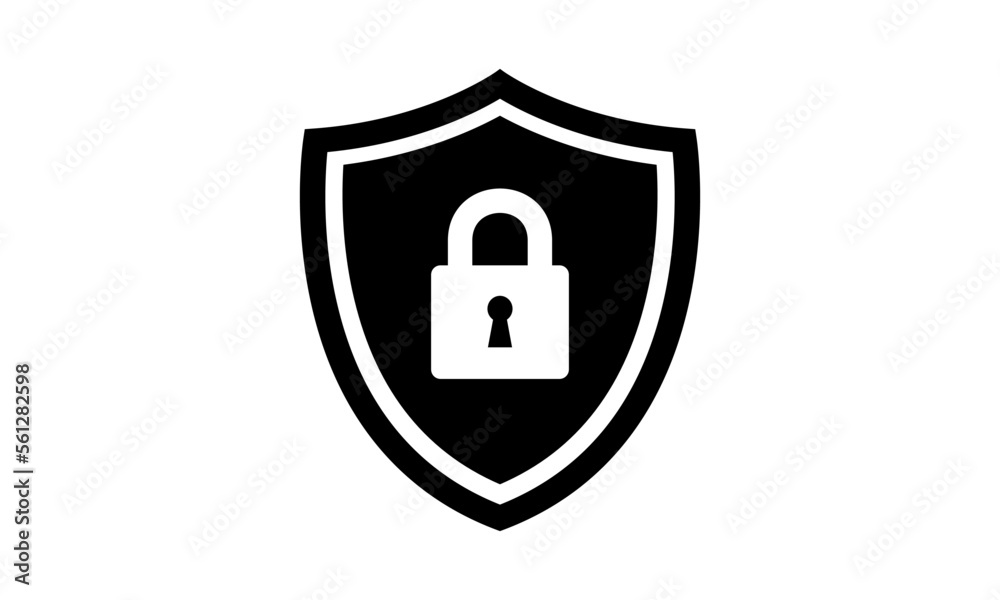Fototapete secure internet icon. protective shield sign digital security with the image of a padlock. symbol se