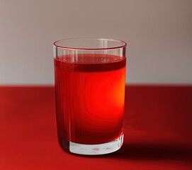 glass of red drink on a wooden background