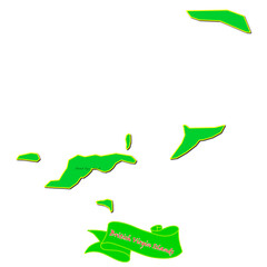 Vector map of British Virgin Islands  with subregions in green country name in red