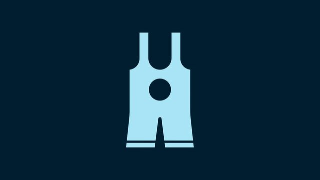 White Wrestling singlet icon isolated on blue background. Wrestling tricot. 4K Video motion graphic animation