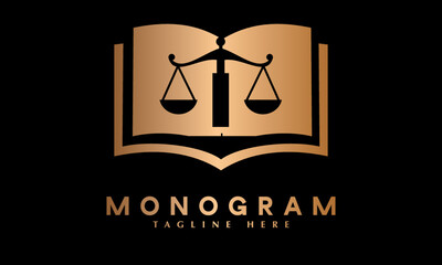 Minimal Law Book icon abstract monogram vector logo template