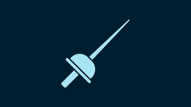 White Fencing icon isolated on blue background. Sport equipment. 4K Video motion graphic animation