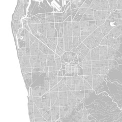 White and light grey Adelaide city area vector background map, roads and water illustration. Digital flat design.