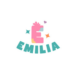 cute funny initals name from emilia, logo initials kimberly, identity name for kids girl