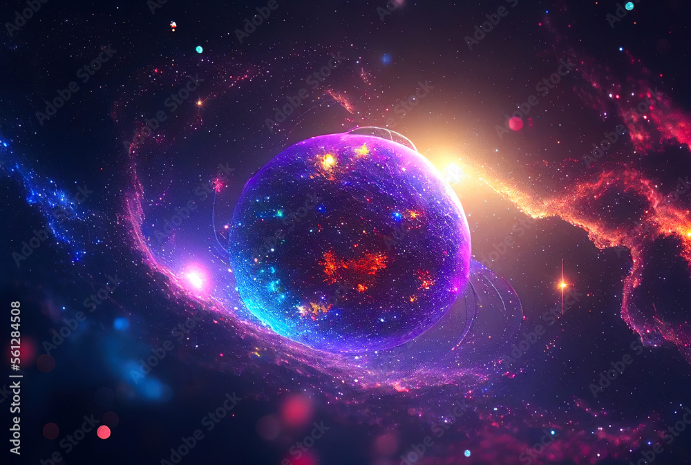 Leinwandbilder abstract background of outer space with ultra bright stars and comets on the theme of explosions and