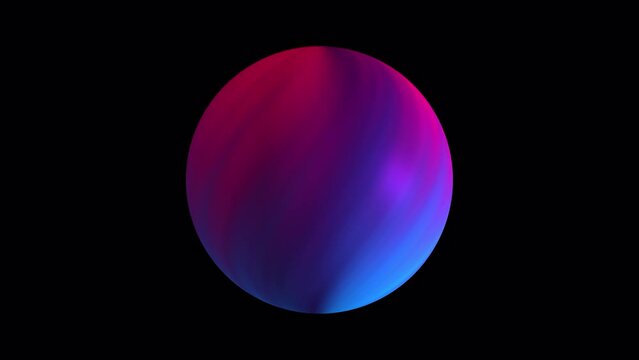 Seamless loop animation of the blue pink sphere ball on black abstract background isolated in alpha channel. 