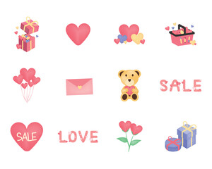 sweet and pastel pink heart for sales element for valentine day