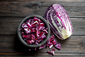 Cabbage salad in the bowl.