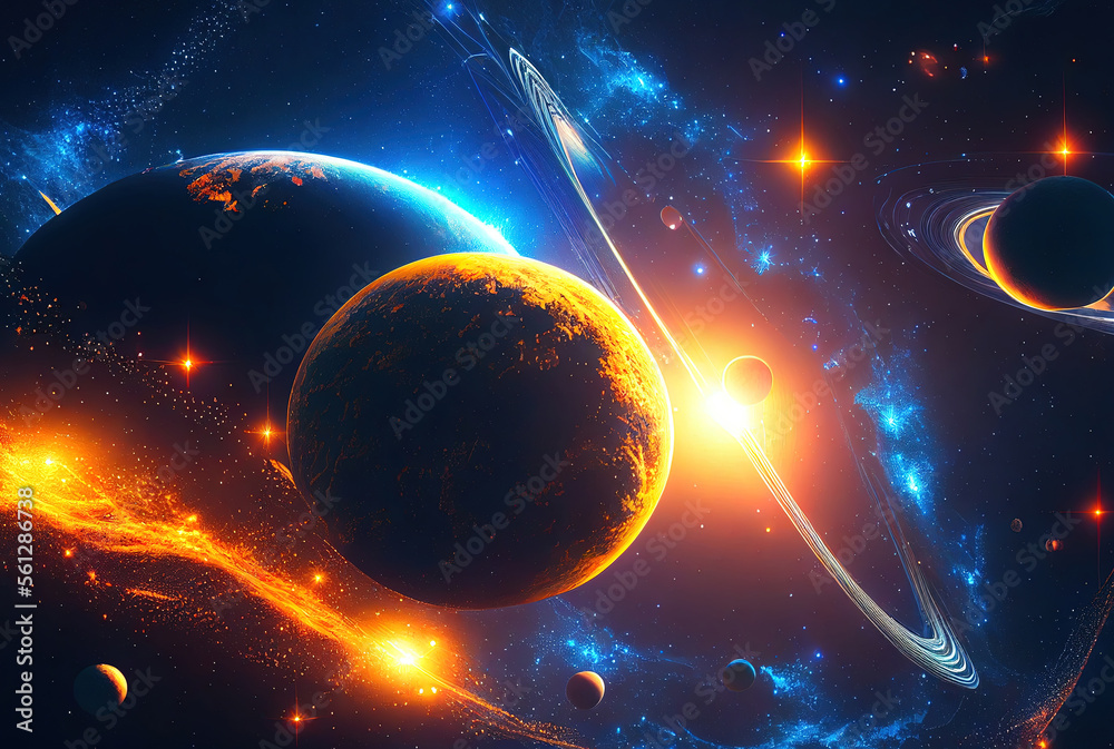 Aufkleber abstract background of outer space with ultra bright stars and comets on the theme of explosions and life in space
