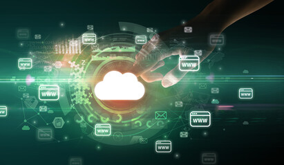 touching with soft gesture multimedia screen with future technology concept