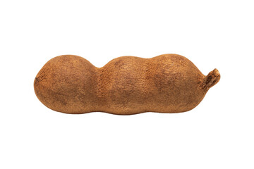 Fresh sweet tamarind in shell closeup white background