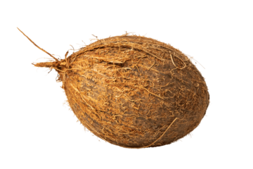 one ripe fresh coconut over white background