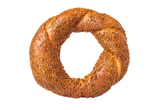 Fresh soft baked sesame bagel isolated