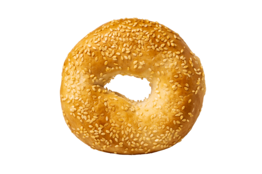 Fresh soft baked sesame bagel isolated
