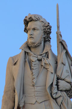 Modena, Italy, monument of Ciro Menotti, italian patriot, 1817, italian historical figure