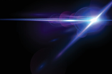 Blue transparent light lens flares streaks