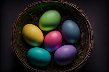 Fototapeta na wymiar Bringing Color to Easter: The Art of Decorating Easter Eggs, Generative AI