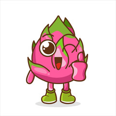 Dragon fruit happy thumbs up cartoon. cartoon mascot vector
