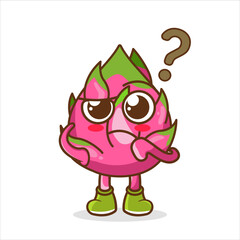Cute funny dragon fruit with question marks.