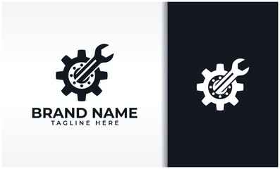 Gear and wrench icon service support logo vector image