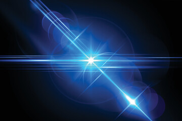 Blue transparent light lens flares streaks