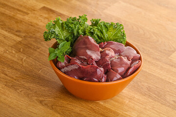Raw chicken liver in the bowl