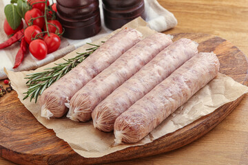 Raw pork sausages for grill