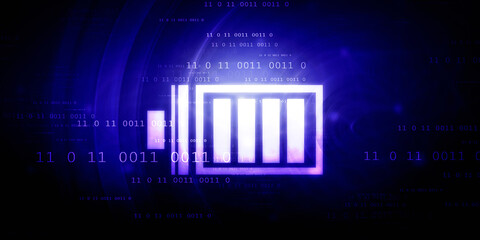 2d rendering Electrical energy and power supply source concept, accumulator battery with charging level indicator