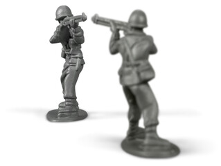 Little plastic toy army soldiers