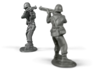 Little plastic toy army soldiers