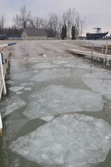 Ice blocking a boat ramp